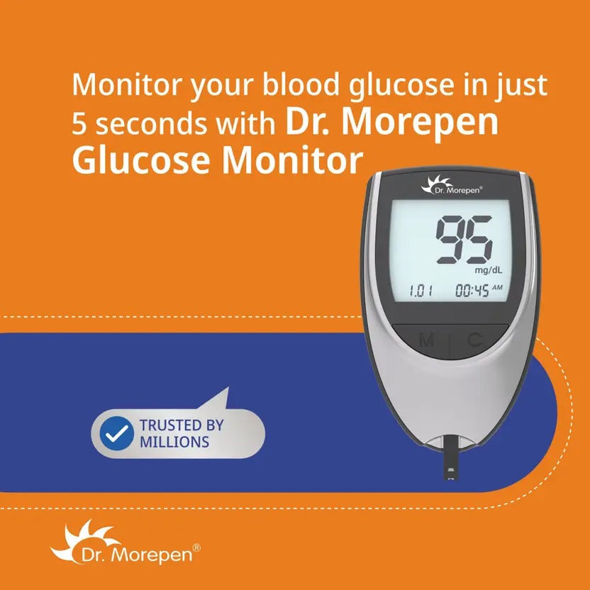 Dr. Morepen BG03 with 50 Strips Glucometer (Black & Grey)