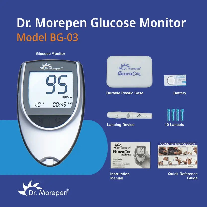 Dr. Morepen BG03 with 50 Strips Glucometer (Black & Grey)